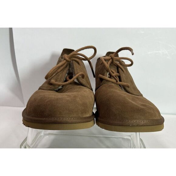 UGG Mens Tan Suede Boots Size 12 Ankle Chukka Maksim Shearling Tamarind NEW - Picture 8 of 17
